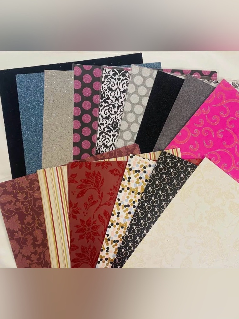 Glitter Scrapbook Paper, 12”x12” Sparkly Scrapbooking Paper Lot, 17 Sheets